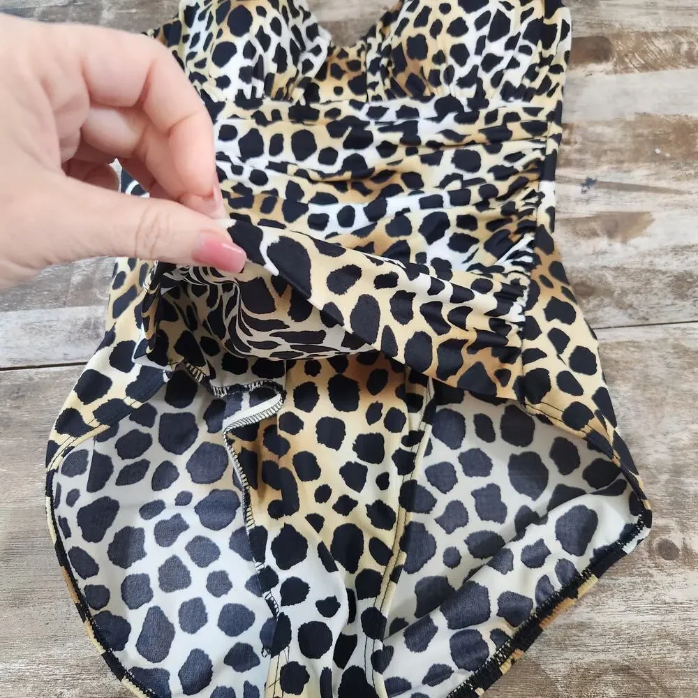 MIRACLESUIT One-Piece Swimsuit 14 Animal Cheetah Print Ruched Tummy Control